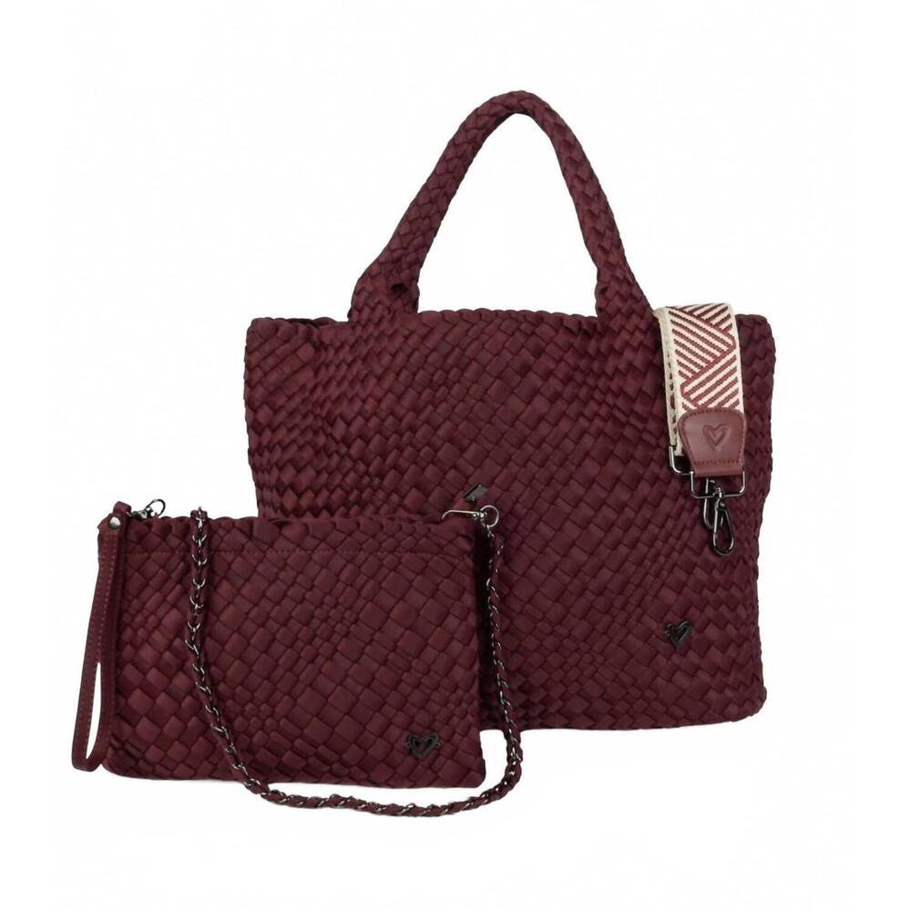NEW PRENELOVE women's london woven tote in wine
